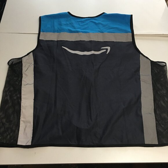 Amazon Blue Employee Uniform High Visibility Vest Sleeveless Zip Up Size 2XL/3XL - Picture 5 of 7